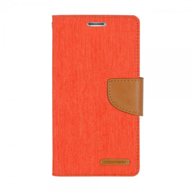 Goospery - Hülle für Samsung Galaxy A7 (2016) - Bookcover- Canvas Diary Series - orange/camel