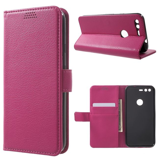 Case für Google Pixel - Handyhülle aus Leder - mit Litchitextur - rosa