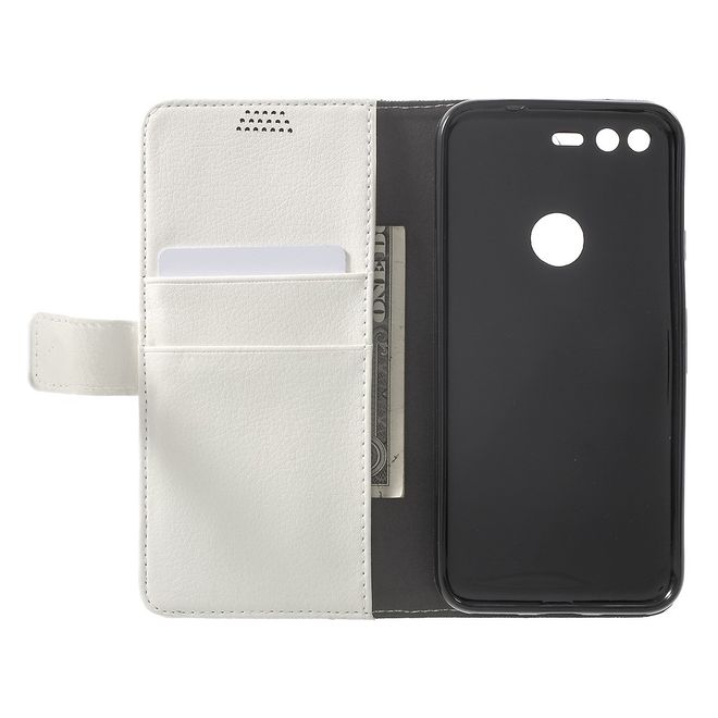 Case für Google Pixel - Handyhülle aus Leder - mit Litchitextur - weiss