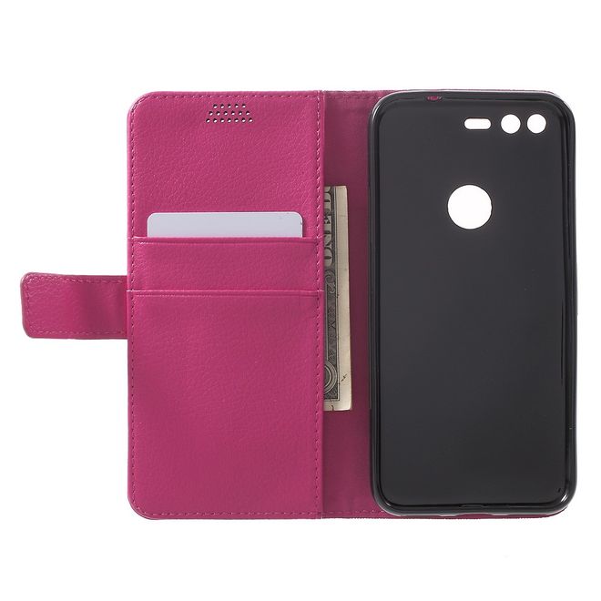 Case für Google Pixel - Handyhülle aus Leder - mit Litchitextur - rosa