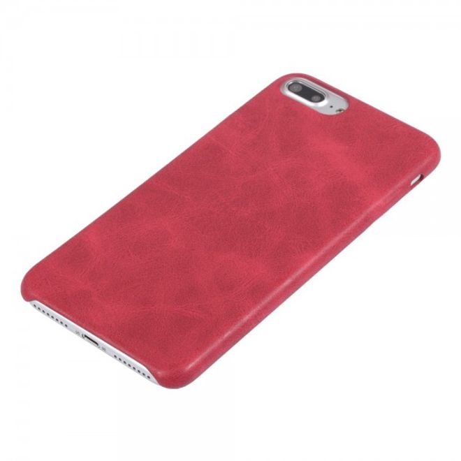 Vintage Case für iPhone 8 Plus / 7 Plus - Handyhülle aus Hartplastik und Leder - rot
