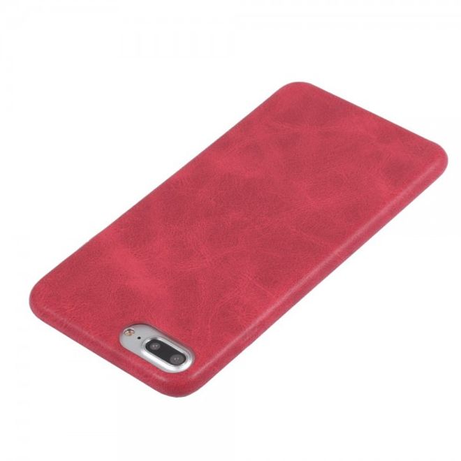 Vintage Case für iPhone 8 Plus / 7 Plus - Handyhülle aus Hartplastik und Leder - rot