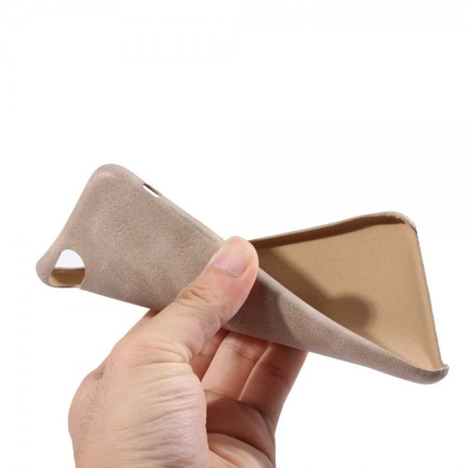 Vintage Case für iPhone 8 Plus / 7 Plus - Handyhülle aus Hartplastik und Leder - grau