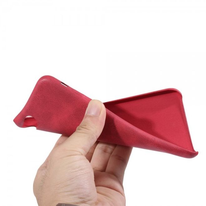 Vintage Case für iPhone 8 Plus / 7 Plus - Handyhülle aus Hartplastik und Leder - rot