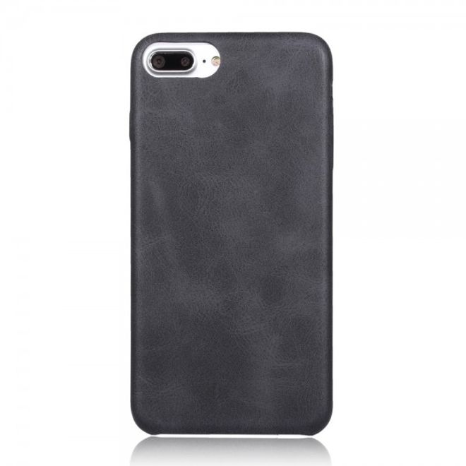 Vintage Case für iPhone 8 Plus / 7 Plus - Handyhülle aus Hartplastik und Leder - schwarz