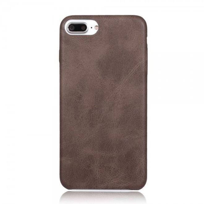 Vintage Case für iPhone 8 Plus / 7 Plus - Handyhülle aus Hartplastik und Leder - kaffeefarben