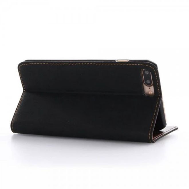 Case für iPhone 8 Plus / 7 Plus - Handyhülle aus Leder - matt und Vintage Look - schwarz