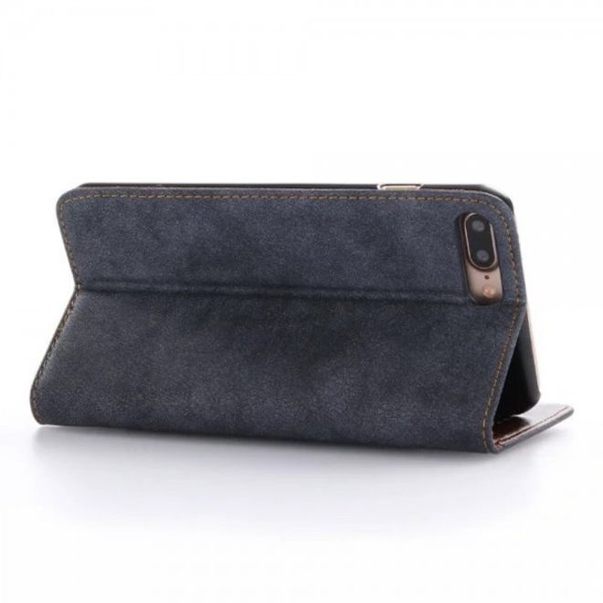 Case für iPhone 8 Plus / 7 Plus - Handyhülle aus Leder - matt und Vintage Look - dunkelblau