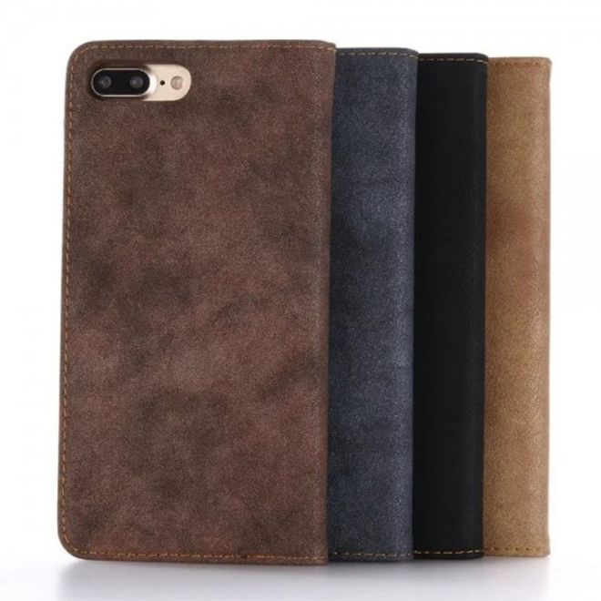 Case für iPhone 8 Plus / 7 Plus - Handyhülle aus Leder - matt und Vintage Look - schwarz
