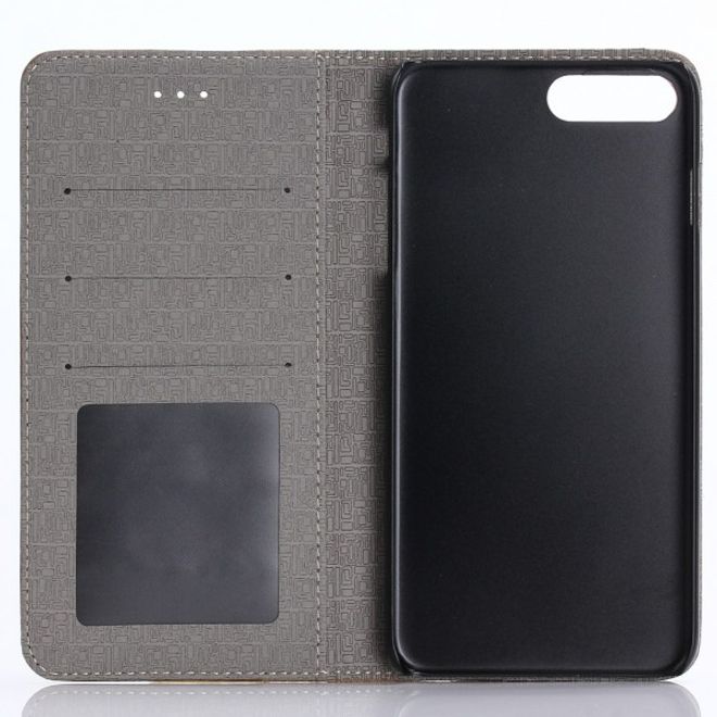 Case für iPhone 8 Plus / 7 Plus - Leder Hülle - mit Holzmuster - braun