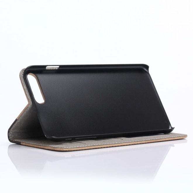 Case für iPhone 8 Plus / 7 Plus - Leder Hülle - mit Holzmuster - braun