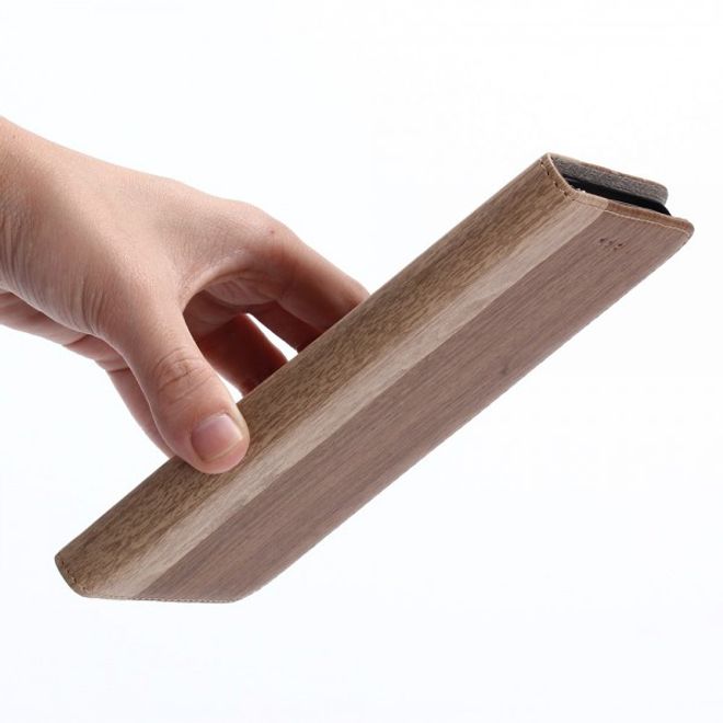 Case für iPhone 8 Plus / 7 Plus - Leder Hülle - mit Holzmuster - braun