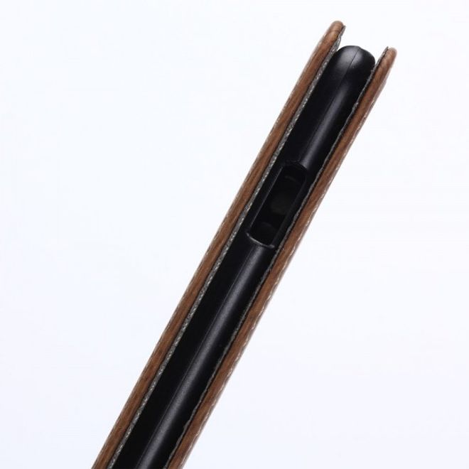 Case für iPhone 8 Plus / 7 Plus - Leder Hülle - mit Holzmuster - braun