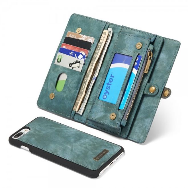 Caseme - iPhone 8 Plus / 7 Plus Hülle - 2 in 1 Portemonnaie und abnehmbares Plastik Cover - blau