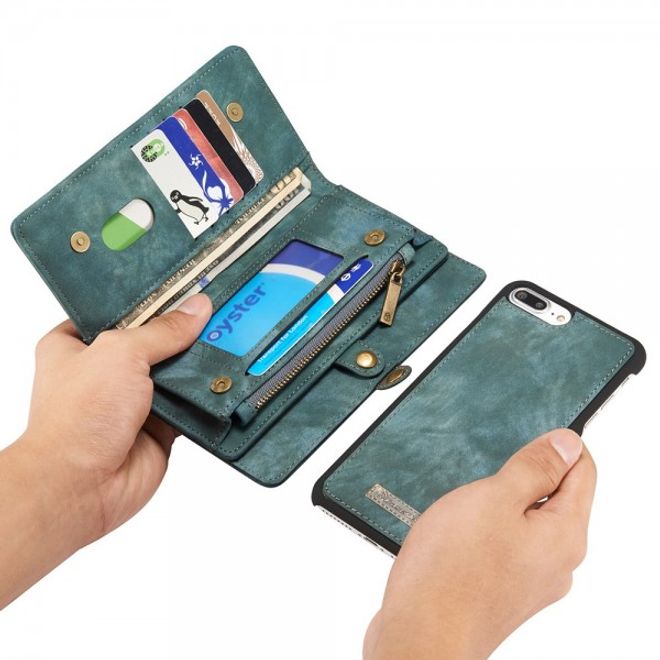 Caseme - iPhone 8 Plus / 7 Plus Hülle - 2 in 1 Portemonnaie und abnehmbares Plastik Cover - blau