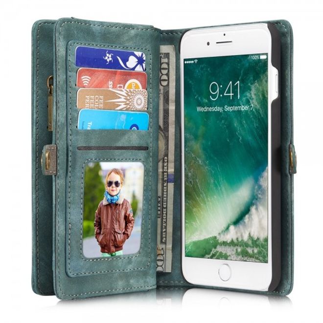Caseme - iPhone 8 Plus / 7 Plus Hülle - 2 in 1 Portemonnaie und abnehmbares Plastik Cover - blau