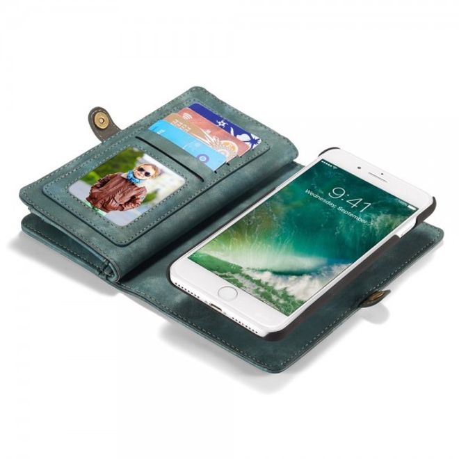 Caseme - iPhone 8 Plus / 7 Plus Hülle - 2 in 1 Portemonnaie und abnehmbares Plastik Cover - blau