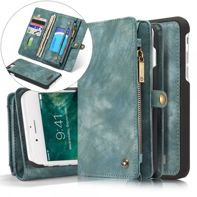 Caseme - iPhone 8 Plus / 7 Plus Hülle - 2 in 1 Portemonnaie und abnehmbares Plastik Cover - blau