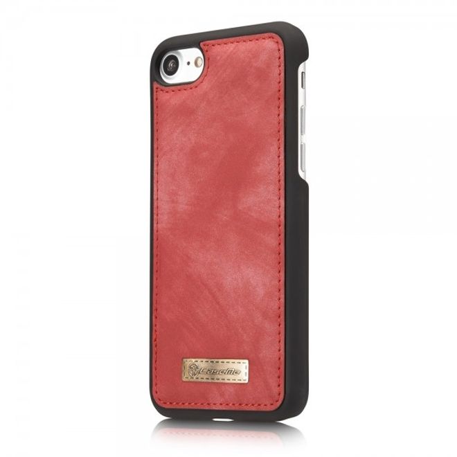 Caseme - iPhone SE (2022) / SE (2020) / 8 / 7 Hülle - 2 in 1 Portemonnaie und abnehmbares Plastik Cover - rot