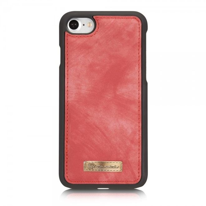 Caseme - iPhone SE (2022) / SE (2020) / 8 / 7 Hülle - 2 in 1 Portemonnaie und abnehmbares Plastik Cover - rot