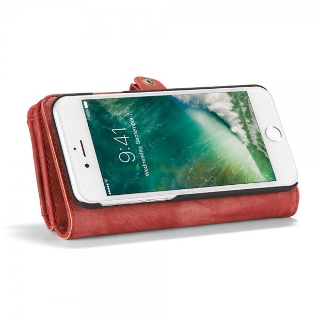 Caseme - iPhone SE (2022) / SE (2020) / 8 / 7 Hülle - 2 in 1 Portemonnaie und abnehmbares Plastik Cover - rot
