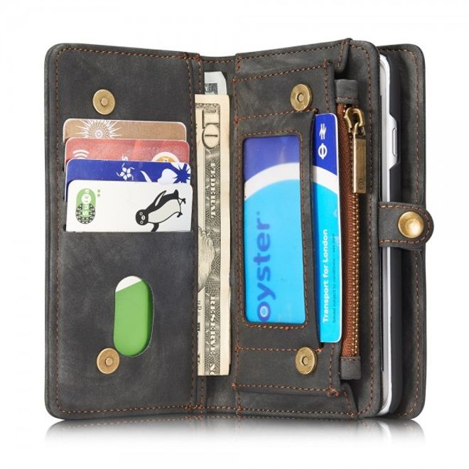 Caseme - iPhone SE (2022) / SE (2020) / 8 / 7 Hülle - 2 in 1 Portemonnaie und abnehmbares Plastik Cover - dunkelgrau