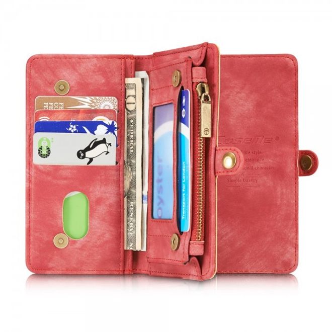 Caseme - iPhone SE (2022) / SE (2020) / 8 / 7 Hülle - 2 in 1 Portemonnaie und abnehmbares Plastik Cover - rot