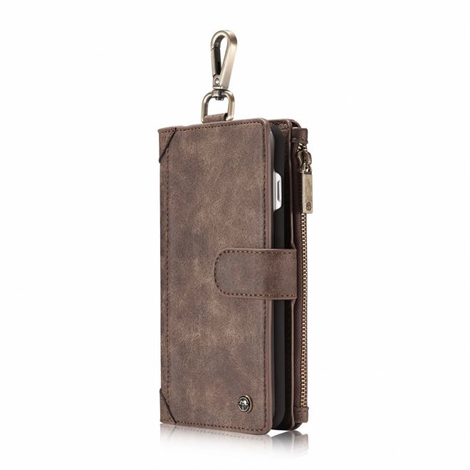 Caseme - iPhone 8 Plus / 7 Plus Handyhülle - Case aus Spaltleder - Portemonnaie und abnehmbares Plastik Cover in einem - braun