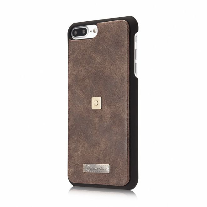 Caseme - iPhone 8 Plus / 7 Plus Handyhülle - Case aus Spaltleder - Portemonnaie und abnehmbares Plastik Cover in einem - braun
