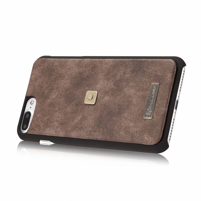 Caseme - iPhone 8 Plus / 7 Plus Handyhülle - Case aus Spaltleder - Portemonnaie und abnehmbares Plastik Cover in einem - braun