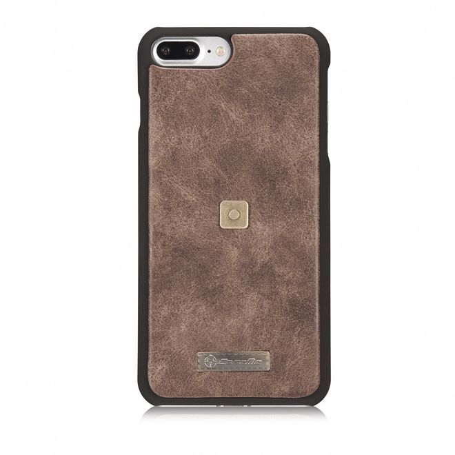 Caseme - iPhone 8 Plus / 7 Plus Handyhülle - Case aus Spaltleder - Portemonnaie und abnehmbares Plastik Cover in einem - braun