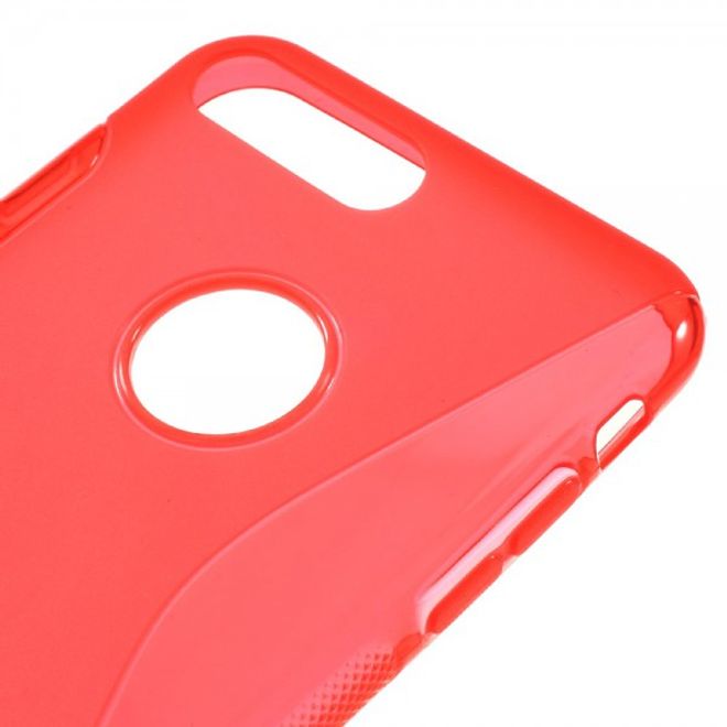 Cover für iPhone 8 Plus / 7 Plus - Handyhülle aus elastische Plastik - S-Shape - rot