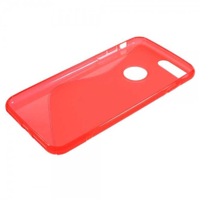 Cover für iPhone 8 Plus / 7 Plus - Handyhülle aus elastische Plastik - S-Shape - rot