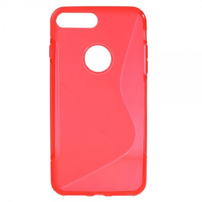 Cover für iPhone 8 Plus / 7 Plus - Handyhülle aus elastische Plastik - S-Shape - rot