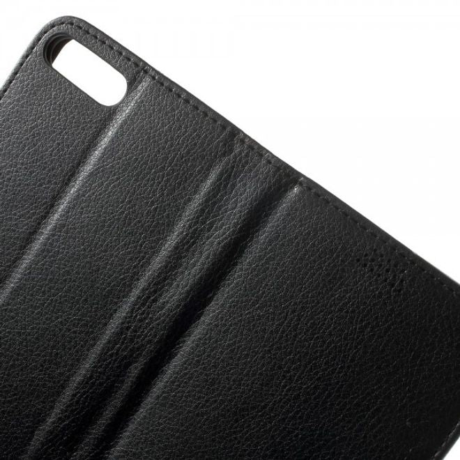 Cover für iPhone 8 Plus / 7 Plus - Handyhülle aus Leder - mit Litchitextur und Standfunktion - schwarz