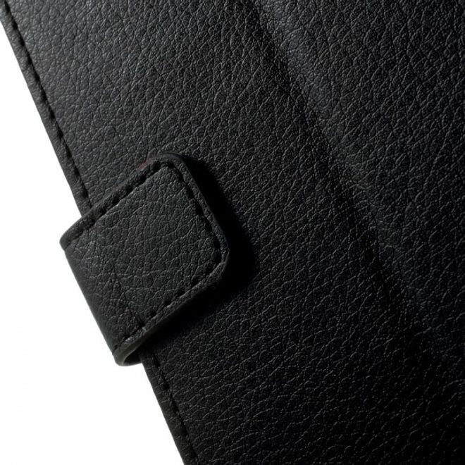 Cover für iPhone 8 Plus / 7 Plus - Handyhülle aus Leder - mit Litchitextur und Standfunktion - schwarz