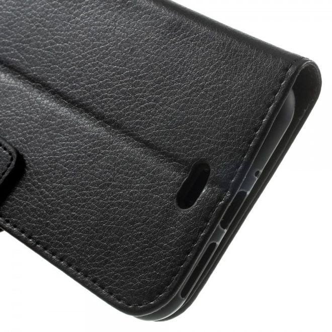 Cover für iPhone 8 Plus / 7 Plus - Handyhülle aus Leder - mit Litchitextur und Standfunktion - schwarz