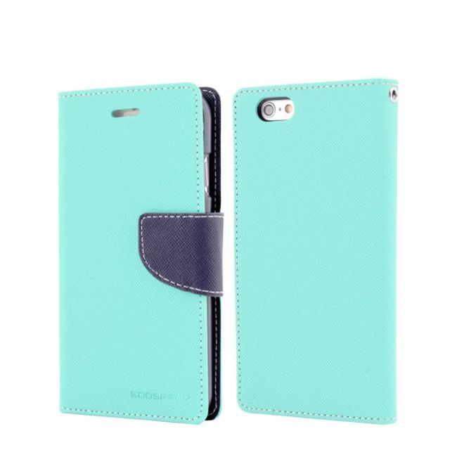 Goospery - Samsung Galaxy A7 (2015) Hülle - Handy Bookcover - Fancy Diary Series - mint/navy
