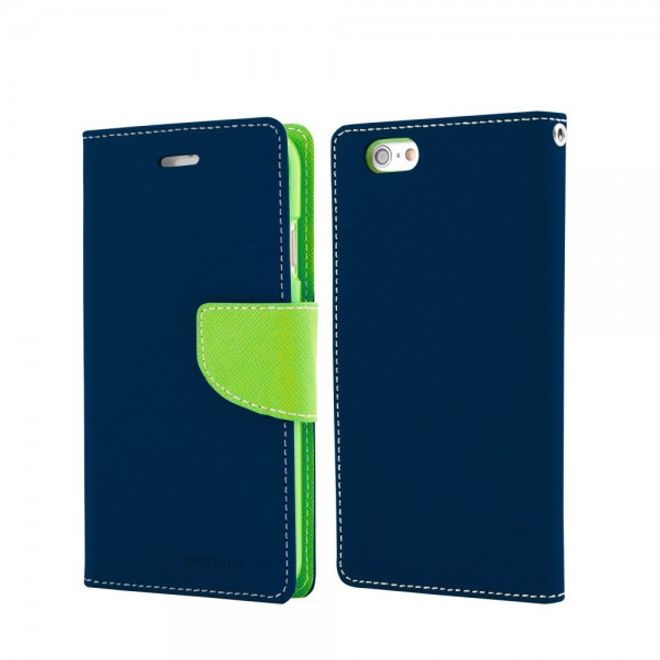 Goospery - Samsung Galaxy Note Edge Hülle - Handy Bookcover - Fancy Diary Series - navy/lime
