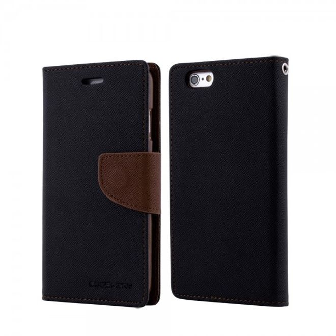 Goospery - Samsung Galaxy A7 (2016) Hülle - Handy Bookcover - Fancy Diary Series - schwarz/braun