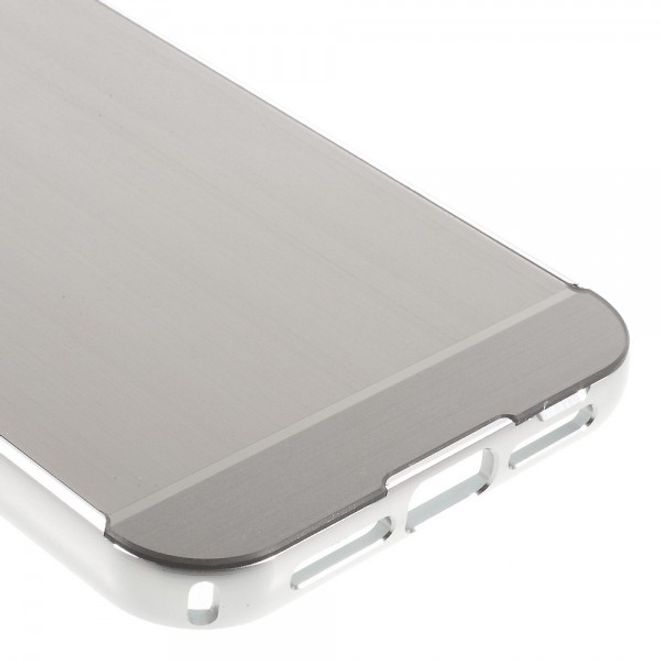 Gigaset ME Pure 5.0 Handyhülle - Metall Bumper und Plastik Case in einem - aufschiebbar - silber