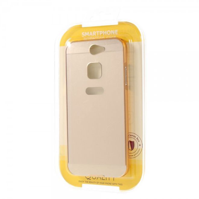 Gigaset ME Pure 5.0 Handyhülle - Metall Bumper und Plastik Case in einem - aufschiebbar - gold