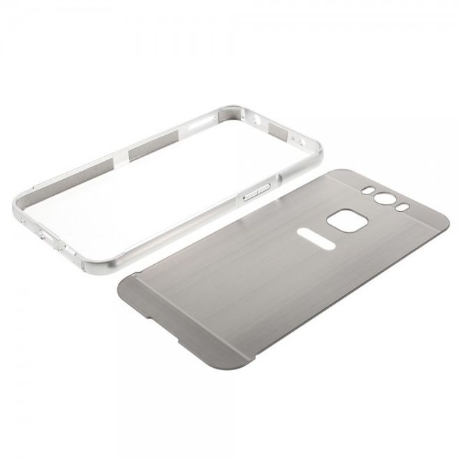 Gigaset ME Pure 5.5 Handyhülle - Metall Bumper und Plastik Case in einem - aufschiebbar - silber