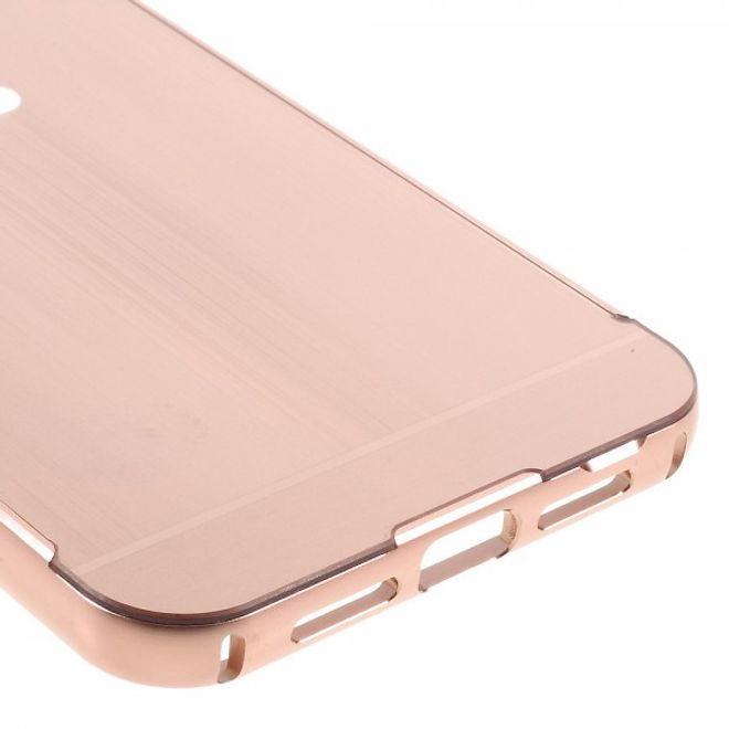 Gigaset ME Pure 5.5 Handyhülle - Metall Bumper und Plastik Case in einem - aufschiebbar - rosagold