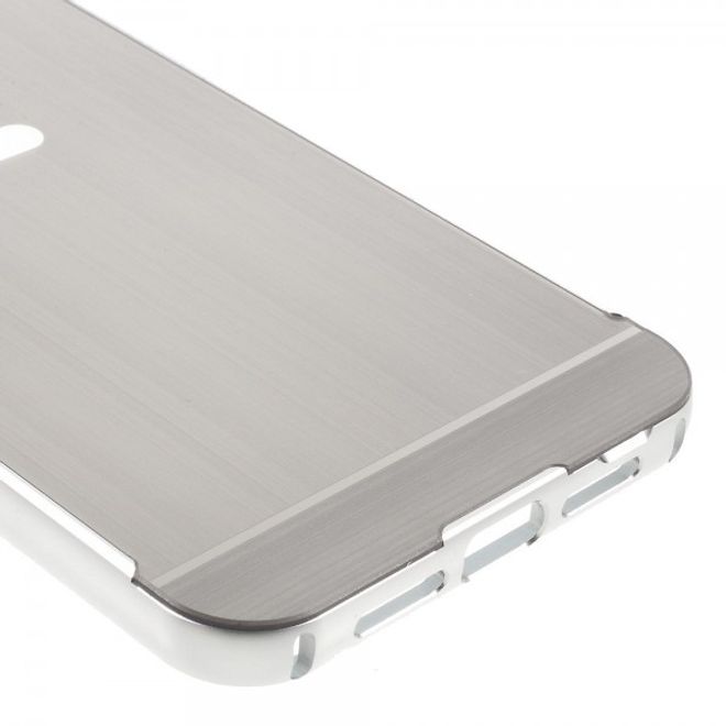 Gigaset ME Pure 5.5 Handyhülle - Metall Bumper und Plastik Case in einem - aufschiebbar - silber