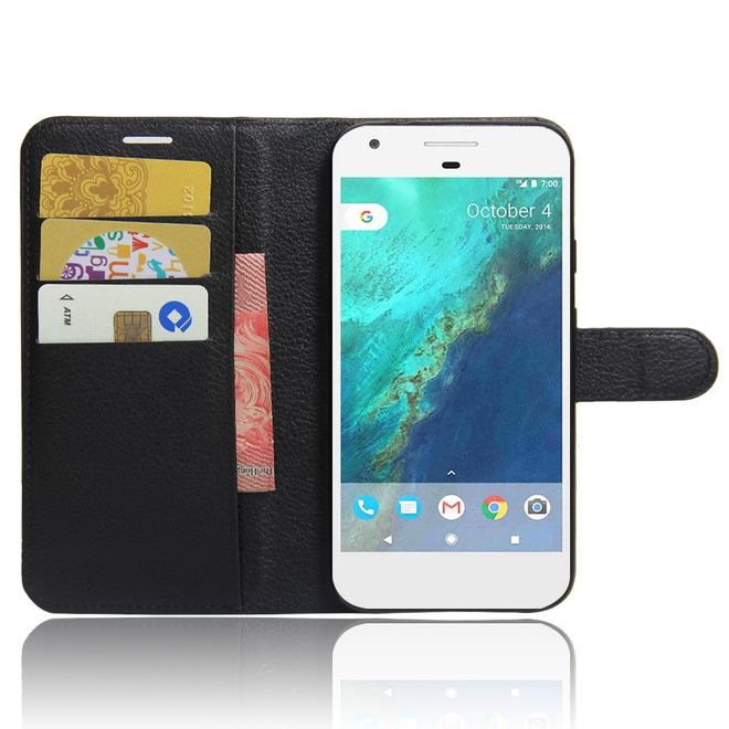 Google Pixel Handy Case - Hülle aus Leder - mit Litchitextur - schwarz
