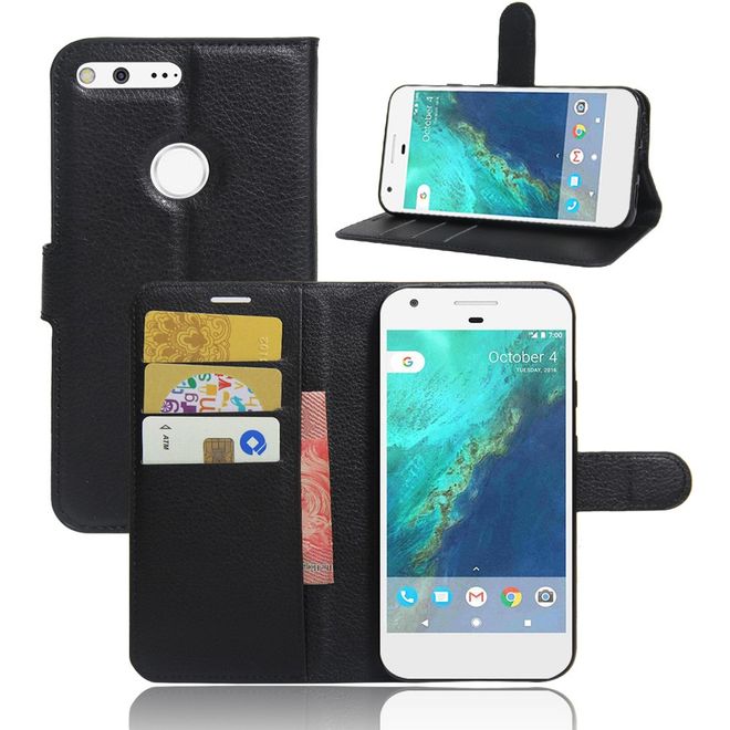 Google Pixel Handy Case - Hülle aus Leder - mit Litchitextur - schwarz