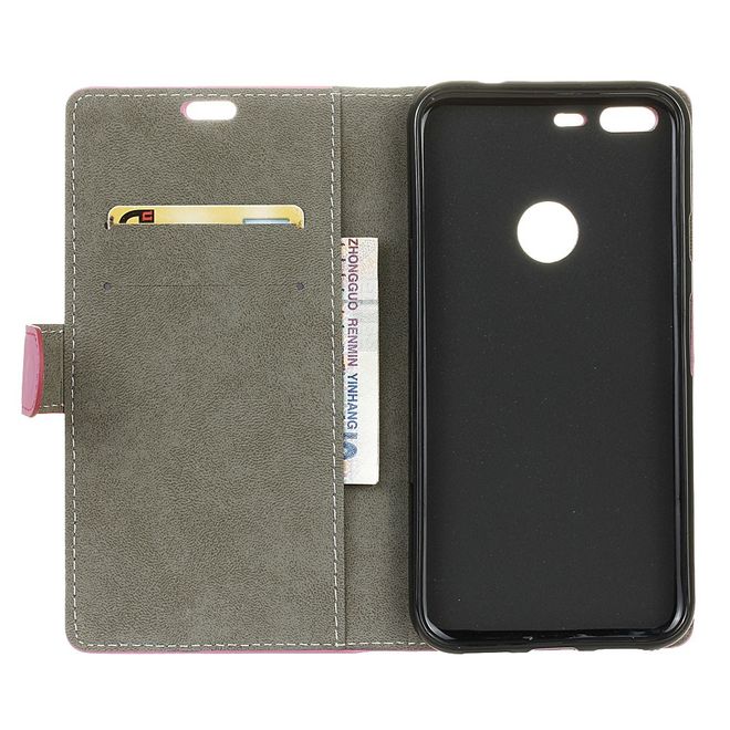 Google Pixel Handy Case - Hülle aus Leder - mit Magnetverschluss und Standfunktion - rosa