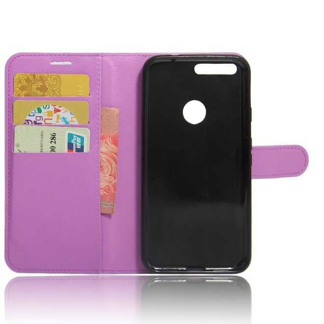 Google Pixel XL Phone Case - Leather Case - with Lychee Texture - Purple