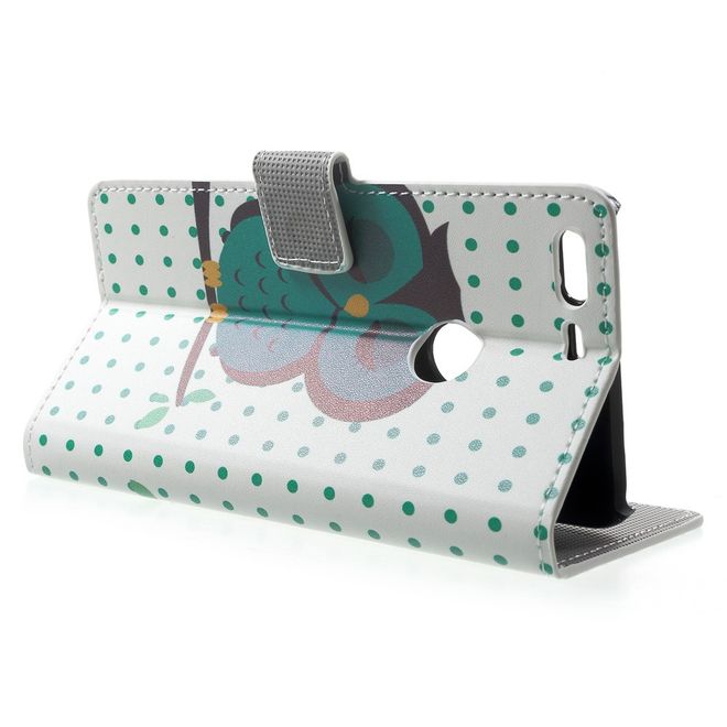 Google Pixel XL Handyhülle - Case aus Leder - mit Standfunktion - schlafende Eule